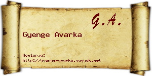 Gyenge Avarka névjegykártya